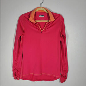 Lija Golf Athletic Pullover Size M 1/4 Zipper Collared Cinched Long Sleeve Pink